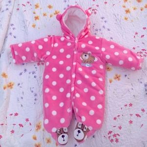 Pink baby bear warm suit